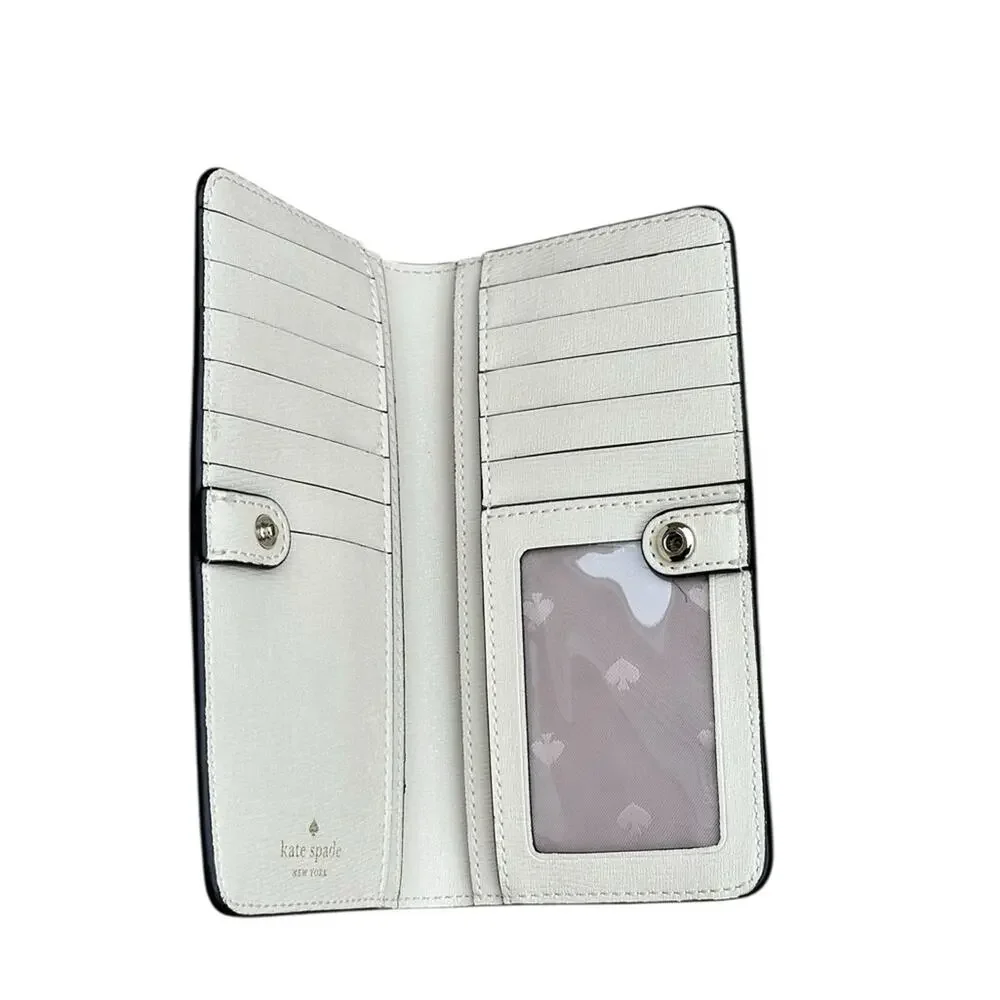 Kate Spade Ivory Dumpling Croc-Embossed Bi-fold Wallet